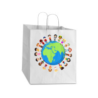 Earth Day Children Around The World Environmentalist T Shirt Take Out Paper Bag - 14 X 10 X 15 1/2 | Artistshot