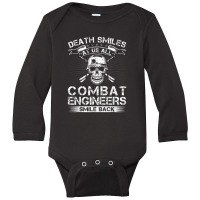 Death Smiles At Us All Combat Engineers Smile Back Veteran Long Sleeve Baby Bodysuit | Artistshot