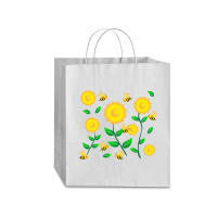 Honey Bee Cartoon On Sunflower Pattern Traveler Paper Bag -13 X 6 X 15 3/4 | Artistshot