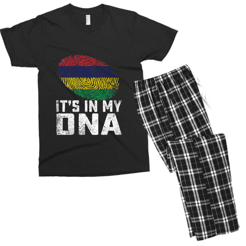 Distressed It's In My Dna Mauritius Flag Men Women Kids Premium Men's T-shirt Pajama Set by Tiktify | Artistshot