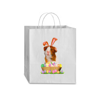 Funny Guinea Pig With Cute Bunny Ears Easter Day Eggs Basket Traveler Paper Bag -13 X 6 X 15 3/4 | Artistshot