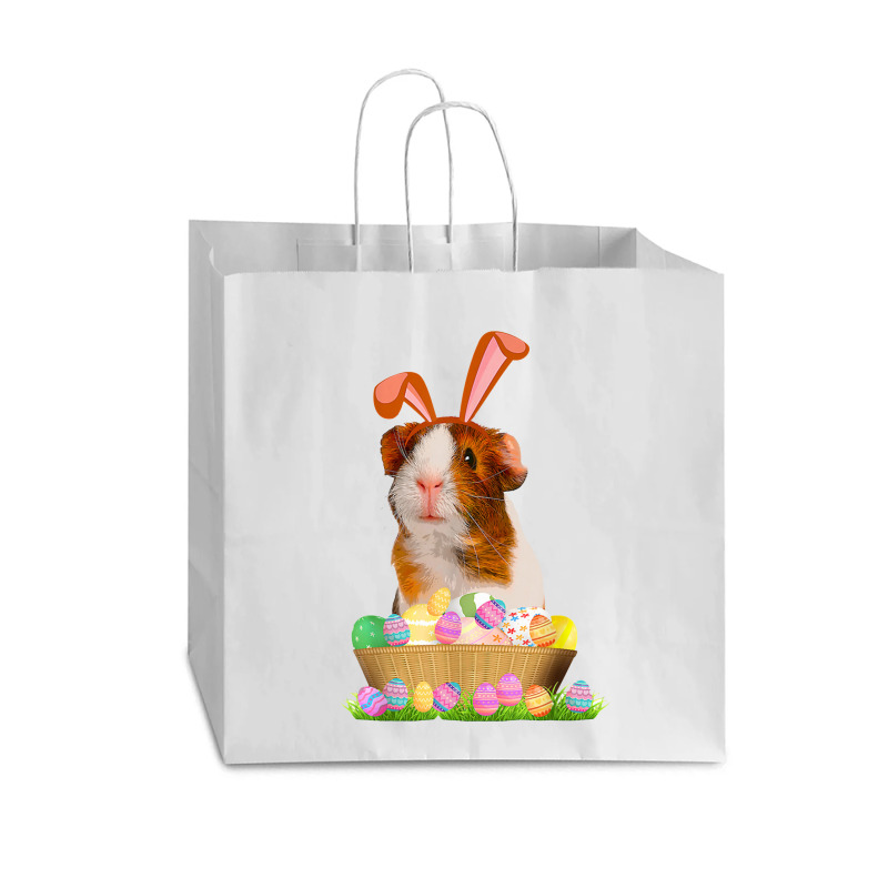 Funny Guinea Pig With Cute Bunny Ears Easter Day Eggs Basket Vogue Paper Bag - 16 X 6 X 12 | Artistshot