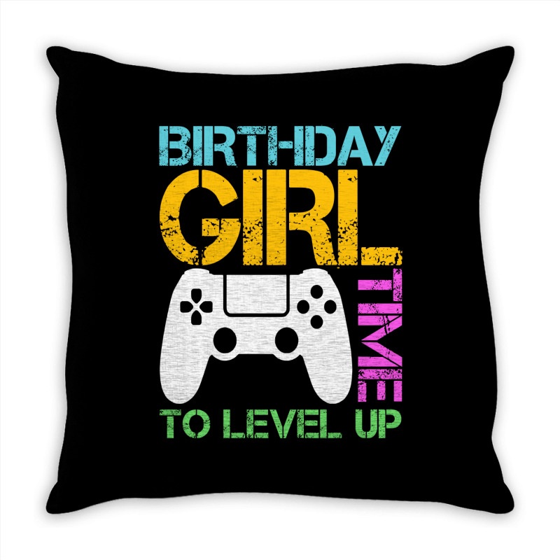 Birthday Girl Time To Level Up Funny Retro Video Gamer T-shirt Throw Pillow | Artistshot