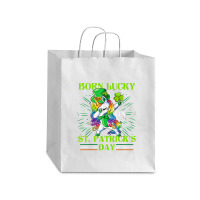 Born Lucky On St Patricks Day Girl St Patrick's Day Unicorn Debie Paper Bag - 10 X 5 X 13 | Artistshot