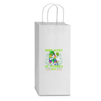 Born Lucky On St Patricks Day Girl St Patrick's Day Unicorn Double Wine Paper Bag - 6 1/2 X 3 1/2 X 12 3/8 | Artistshot