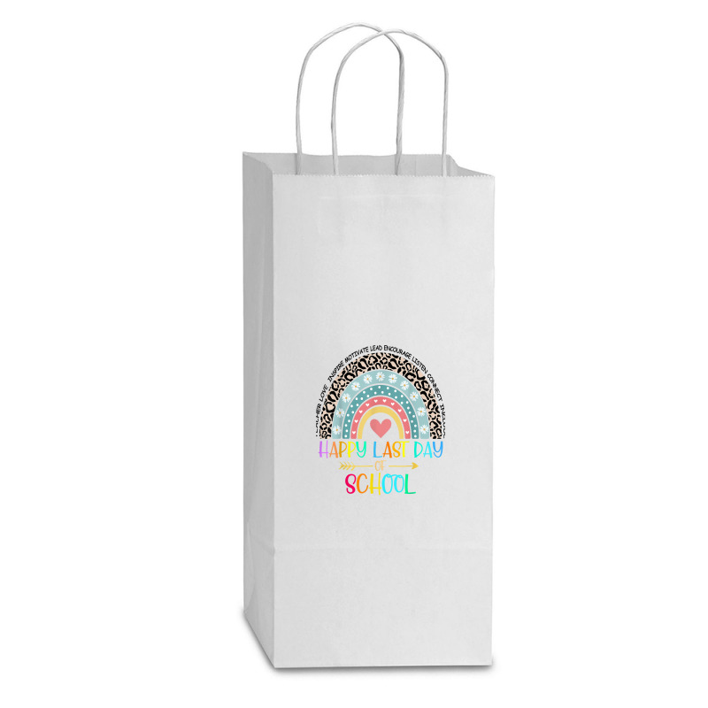 Happy Last Day Of School Teacher Student Graduation Rainbow 357 Double Wine Paper Bag - 6 1/2 X 3 1/2 X 12 3/8 | Artistshot