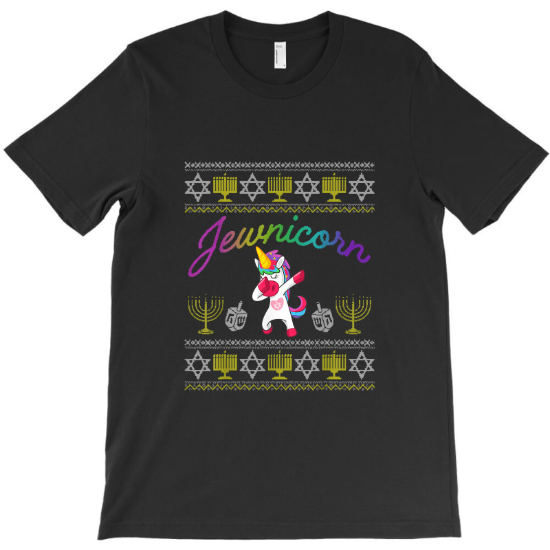 Dabbing Jewish Unicorn Hanukkah Chanukah Animal Ugly Sweater T-shirt | Artistshot