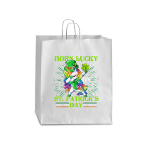 Born Lucky On St Patricks Day Girl St Patrick's Day Unicorn Queen Paper Bag - 16 X 6 X 19 1/4 | Artistshot