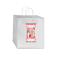 Mens Fireman Dad Father Fathers Day Firefighter Star Paper Bag - 13 X 7 X 13 | Artistshot