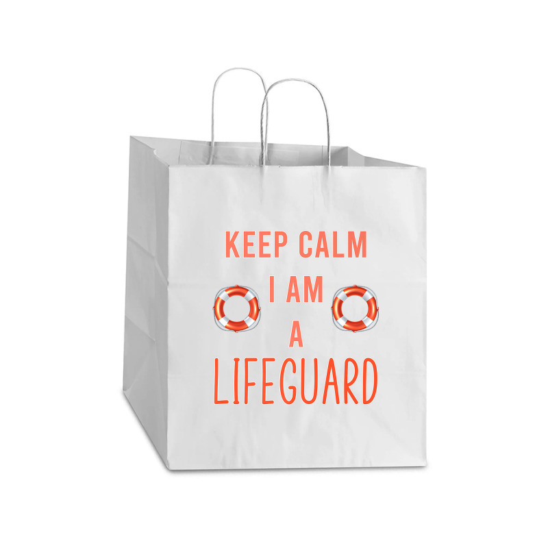 Mens Keep Calm I Am A Life Guard Seashore Marine Police Duty Premium Take Out Paper Bag - 14 X 10 X 15 1/2 | Artistshot