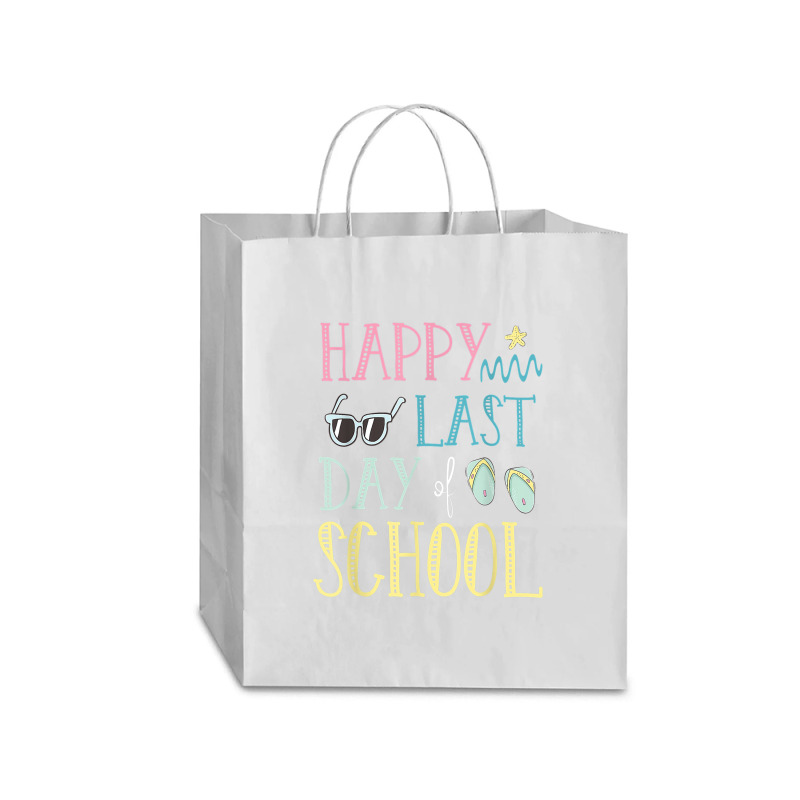 Happy Last Day Of School Flip Flops Glasses Summer Teacher Traveler Paper Bag -13 X 6 X 15 3/4 | Artistshot