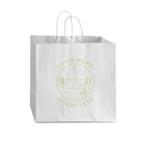 Camp More Worry Less Minimalist Camp Camping Camper Campfire Vogue Paper Bag - 16 X 6 X 12 | Artistshot