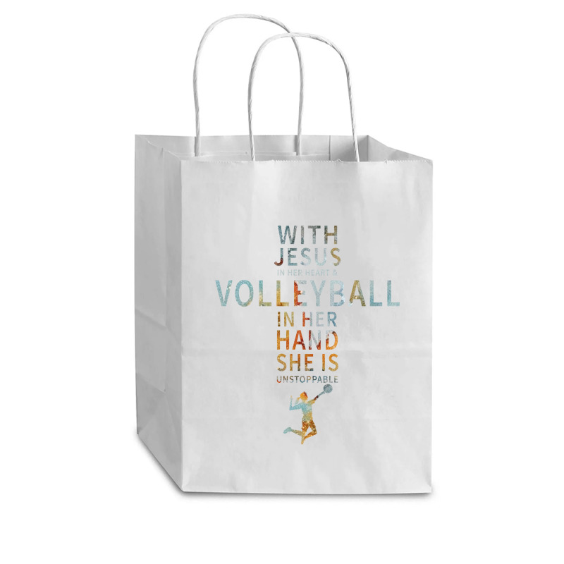 Volleyball Sport Lover In Her Hand Jesus In Her Heart Cub Paper Bag - 8 X 4 1/2 X 10 1/4 | Artistshot