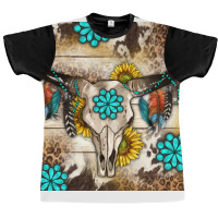 Cowhide Leopard Bull Skull Gemstone Graphic T-shirt | Artistshot