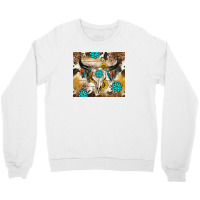 Cowhide Leopard Bull Skull Gemstone Crewneck Sweatshirt | Artistshot