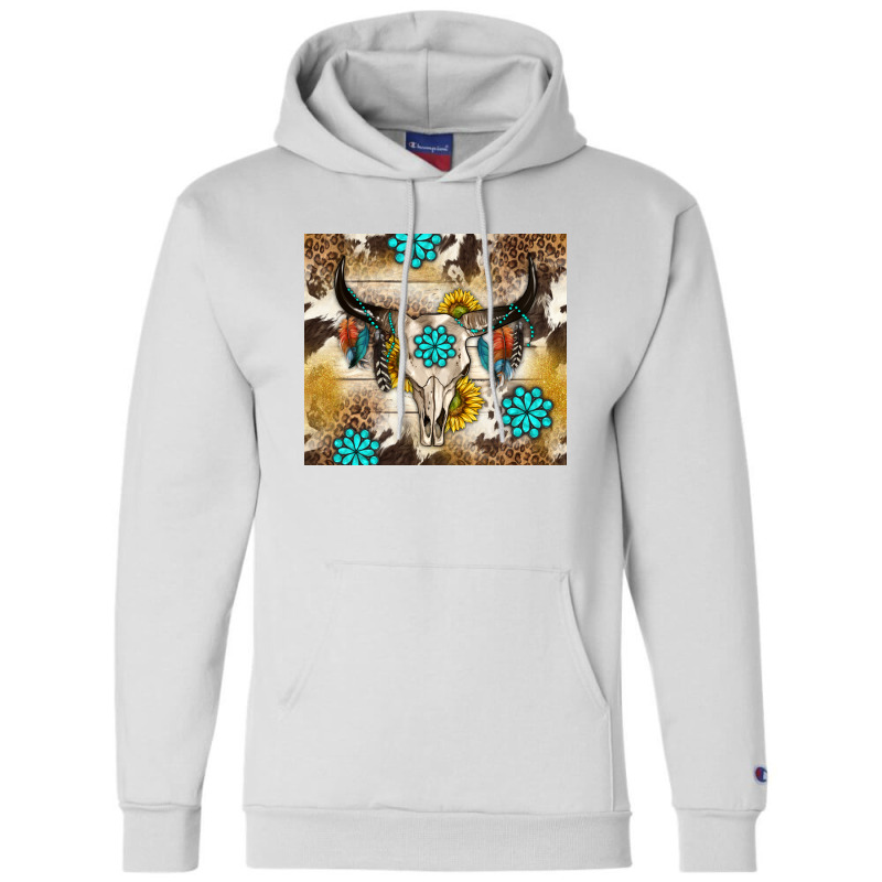 Cowhide Leopard Bull Skull Gemstone Champion Hoodie | Artistshot