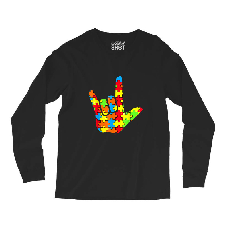 Asl Love Sign Language Autism Awareness Support Long Sleeve Shirts by YenNgoc | Artistshot