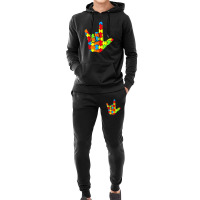 Asl Love Sign Language Autism Awareness Support Hoodie & Jogger Set | Artistshot