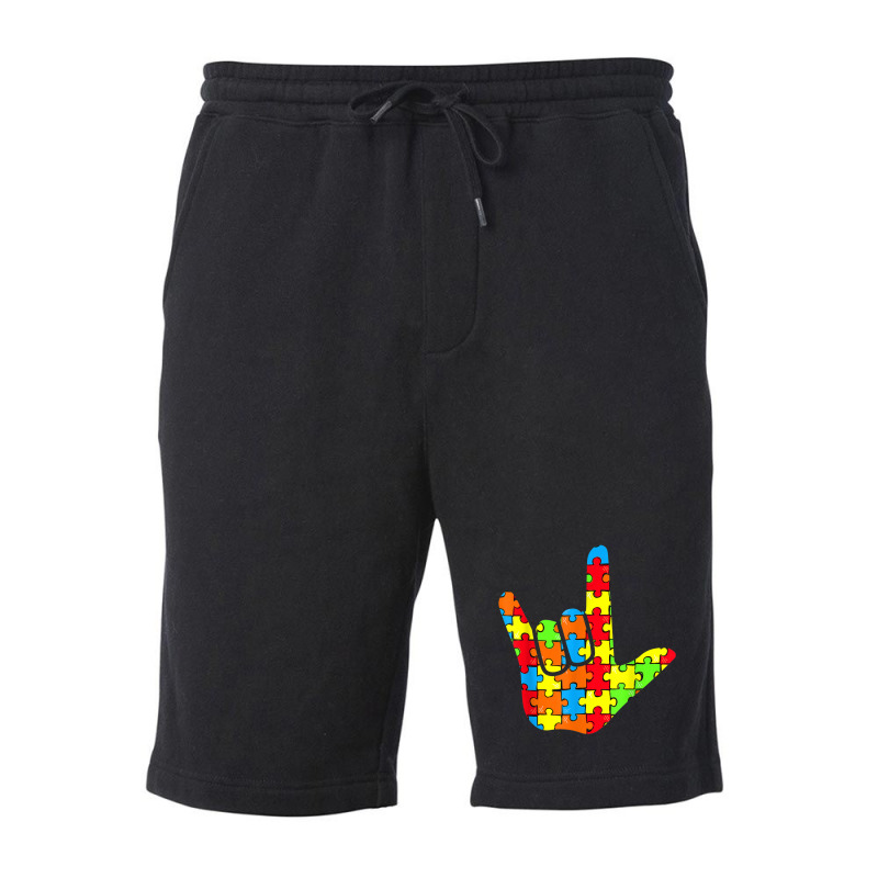 Asl Love Sign Language Autism Awareness Support Fleece Short by YenNgoc | Artistshot