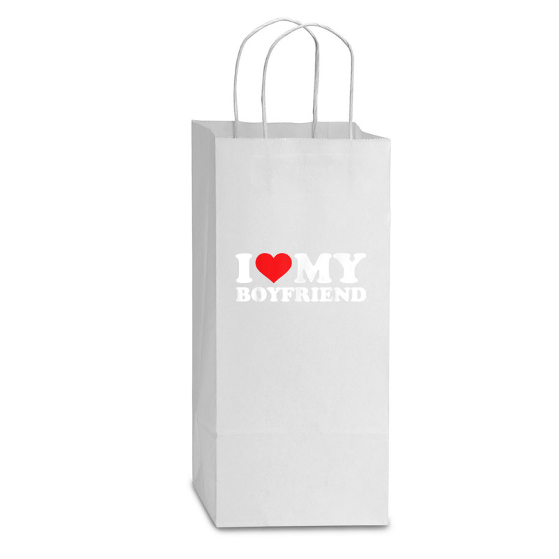 I Love My Boyfriend Tshirt Funny Valentine Red Heart Love T Shirt Double Wine Paper Bag - 6 1/2 X 3 1/2 X 12 3/8 | Artistshot