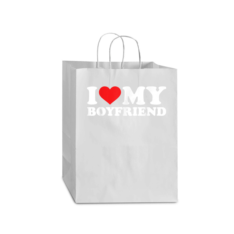 I Love My Boyfriend Tshirt Funny Valentine Red Heart Love T Shirt Mart Paper Bag -13 X 7 X 17 | Artistshot