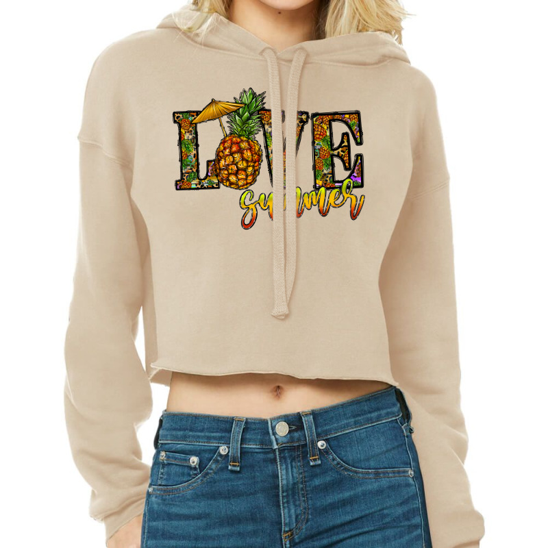 Love Summer Pinapple Cropped Hoodie by CowhideDigitalArt | Artistshot