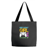 Birthday Girl Time To Level Up Funny Retro Video Gamer T-shirt Tote Bags | Artistshot