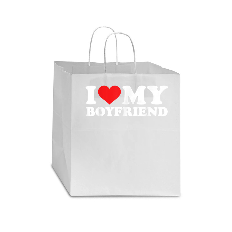 I Love My Boyfriend Tshirt Funny Valentine Red Heart Love T Shirt Star Paper Bag - 13 X 7 X 13 | Artistshot