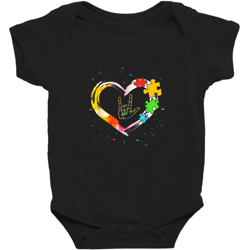 Autism Awareness Special Ed Teacher Asl Sign Language Puzzle T Shirt Baby Bodysuit by YenNgoc | Artistshot