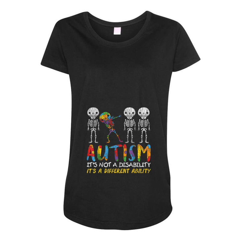 Autism Awerness Skeleton Dabbing A Different Ability Maternity Scoop Neck T-shirt by YenNgoc | Artistshot