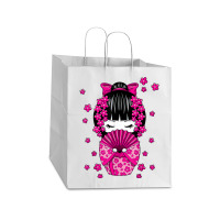 Kawaii Kokeshi Doll With Japanese Cherry Blossom Flowers T Shirt Take Out Paper Bag - 14 X 10 X 15 1/2 | Artistshot