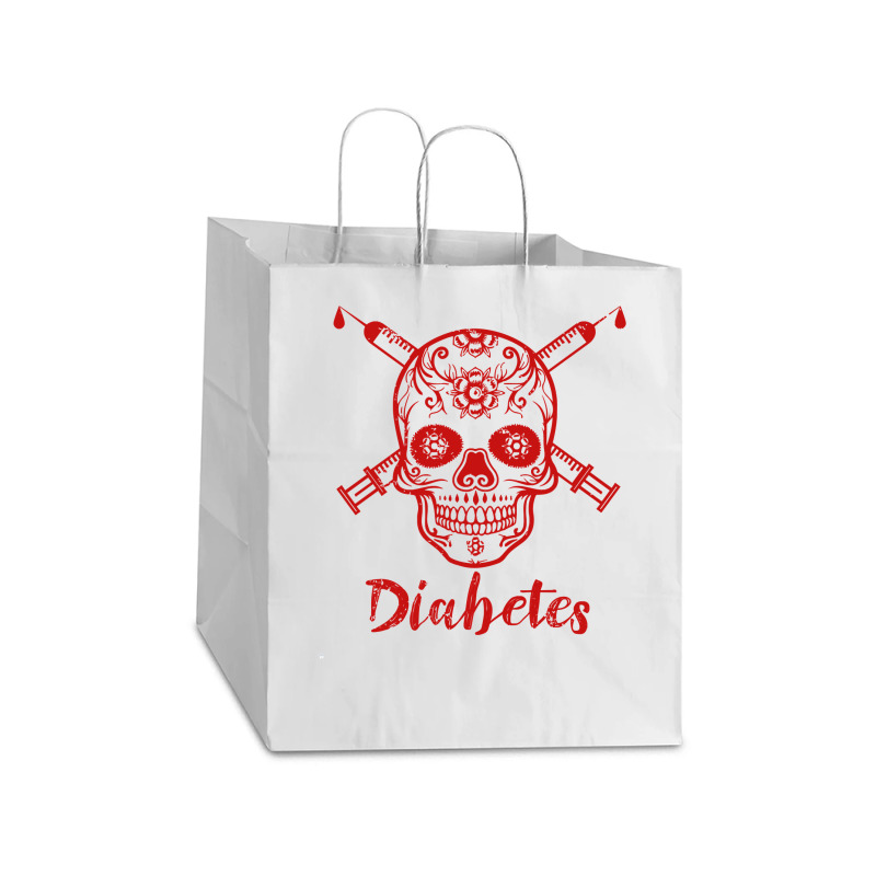 Diabetes Diabetic Red Skull Insulin Diabetic Diabetes Awareness Take out Paper Bag - 14 x 10 x 15 1/2 by offensejuggler | Artistshot