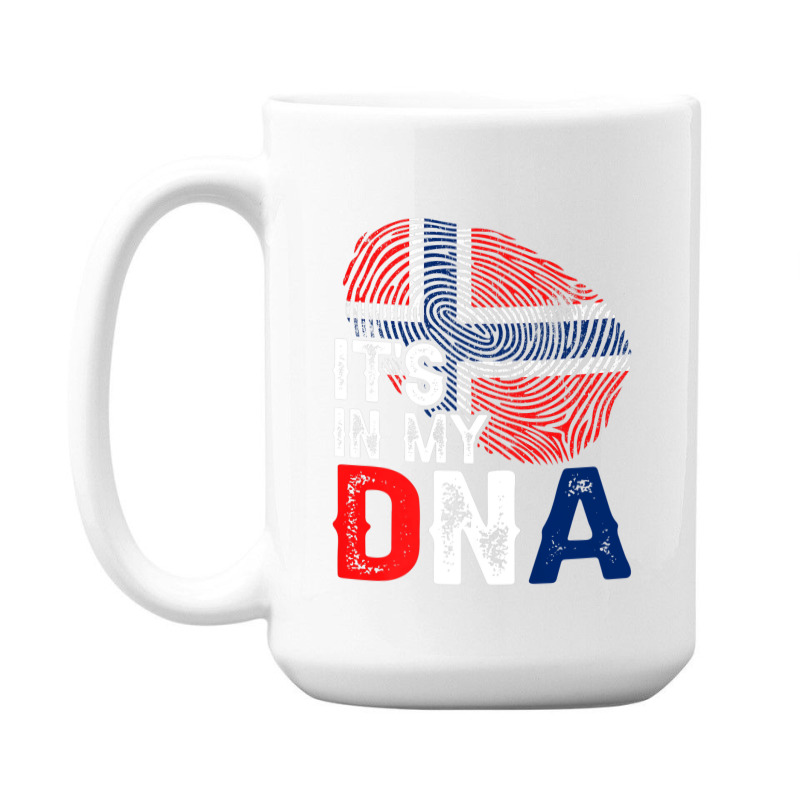 It's In My Dna Norway Flag Fingerprint Patriotic Premium 15 Oz Coffee Mug by Tiktify | Artistshot