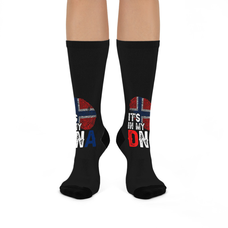 It's In My Dna Norway Flag Fingerprint Patriotic Premium Crew Socks by Tiktify | Artistshot