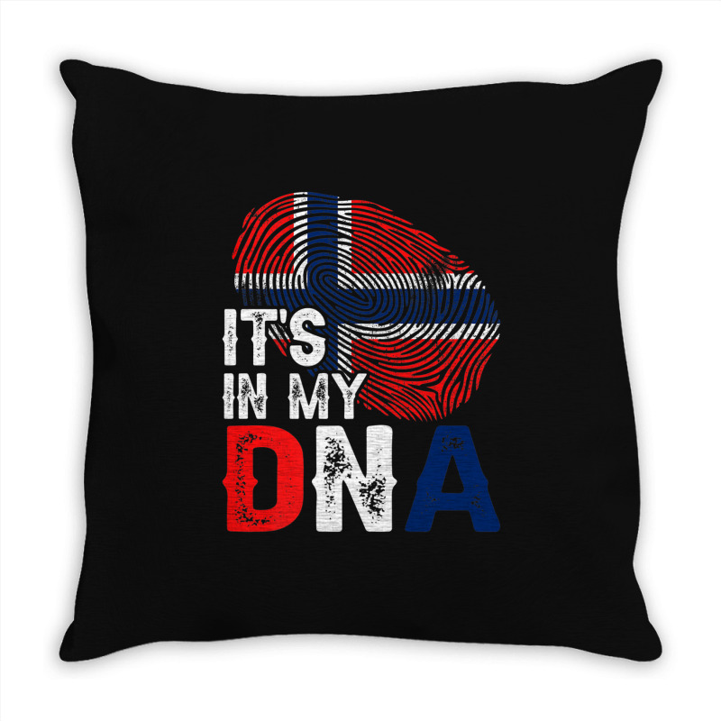 It's In My Dna Norway Flag Fingerprint Patriotic Premium Throw Pillow by Tiktify | Artistshot