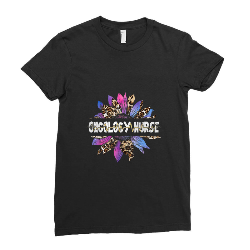 Leopard Sunflower Oncology Nurse Stethoscope Nurse Day Ladies Fitted T-Shirt by Tiktify | Artistshot