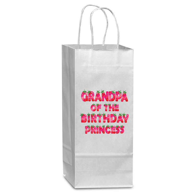 Grandpa Of The Birthday Princess Girl Strawberry Party T Shirt Wine Paper Bag - 5 1/2 X 3 1/4 X 13 | Artistshot