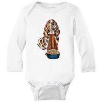 Cute Basset Hound Dog Licking Long Sleeve Baby Bodysuit | Artistshot