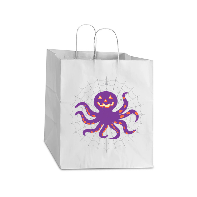 Funny Pumpkin Octopus Gift  Halloween Octopus Shir Take Out Paper Bag - 14 X 10 X 15 1/2 | Artistshot