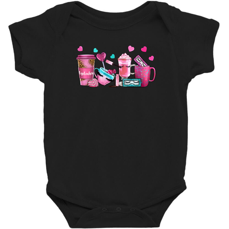 Lash Hustler With Eyelashes Coffee Cups Baby Bodysuit by NancyCooperArtShop | Artistshot