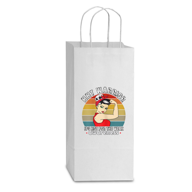 Womens Hht Warrior Women Awareness T Shirt Double Wine Paper Bag - 6 1/2 X 3 1/2 X 12 3/8 | Artistshot