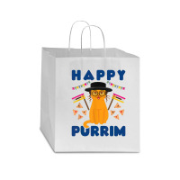 Happy Purrim Purim Funny Esther Cat Jewish Star Paper Bag - 13 X 7 X 13 | Artistshot