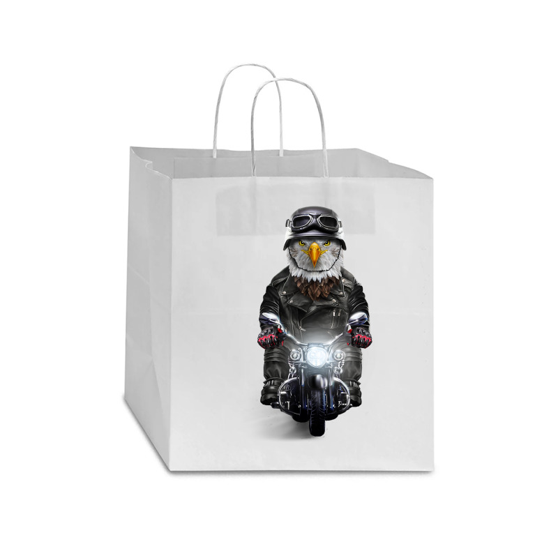 Bald Eagle Riding Motorcycle   T Shirt Star Paper Bag - 13 X 7 X 13 | Artistshot