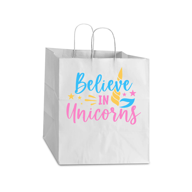 Believe N Unicorns T  Shirtbelieve în Unicorns T  Shirt Take Out Paper Bag - 14 X 10 X 15 1/2 | Artistshot