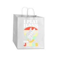 Play Bass For Jesus Guitar T  Shirt Play Bass For Jesus Guitar Vintage Take Out Paper Bag - 14 X 10 X 15 1/2 | Artistshot