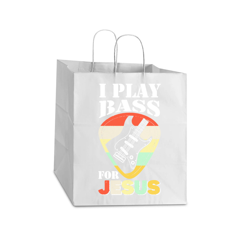 Play Bass For Jesus Guitar T  Shirt Play Bass For Jesus Guitar Vintage Take Out Paper Bag - 14 X 10 X 15 1/2 | Artistshot