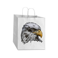 Womens Eagle Imprint American Bird Animal Retro Art Motif Bald V Neck Take Out Paper Bag - 14 X 10 X 15 1/2 | Artistshot