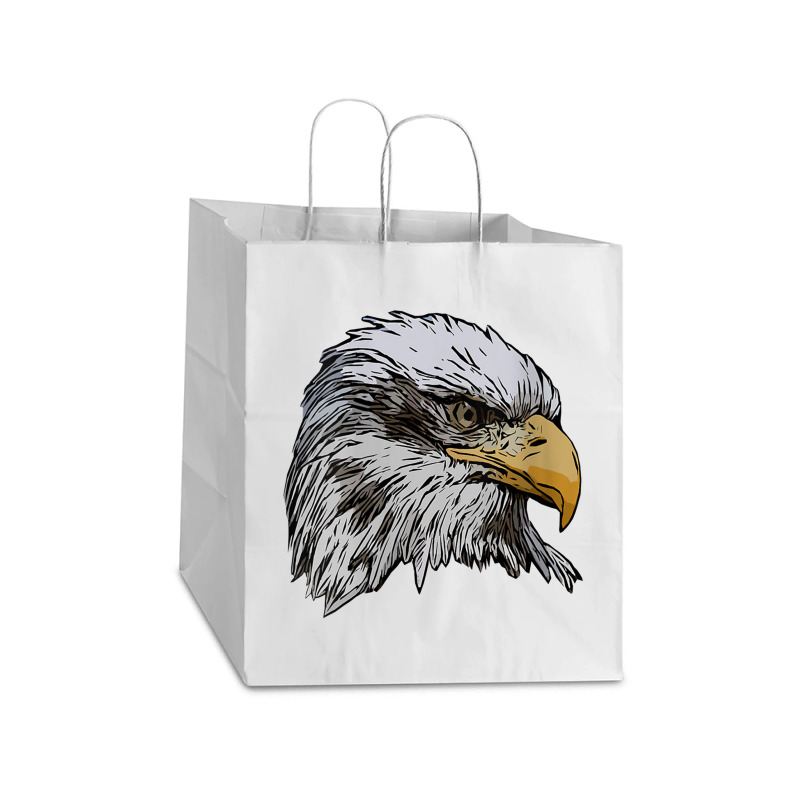 Womens Eagle Imprint American Bird Animal Retro Art Motif Bald V Neck Take Out Paper Bag - 14 X 10 X 15 1/2 | Artistshot