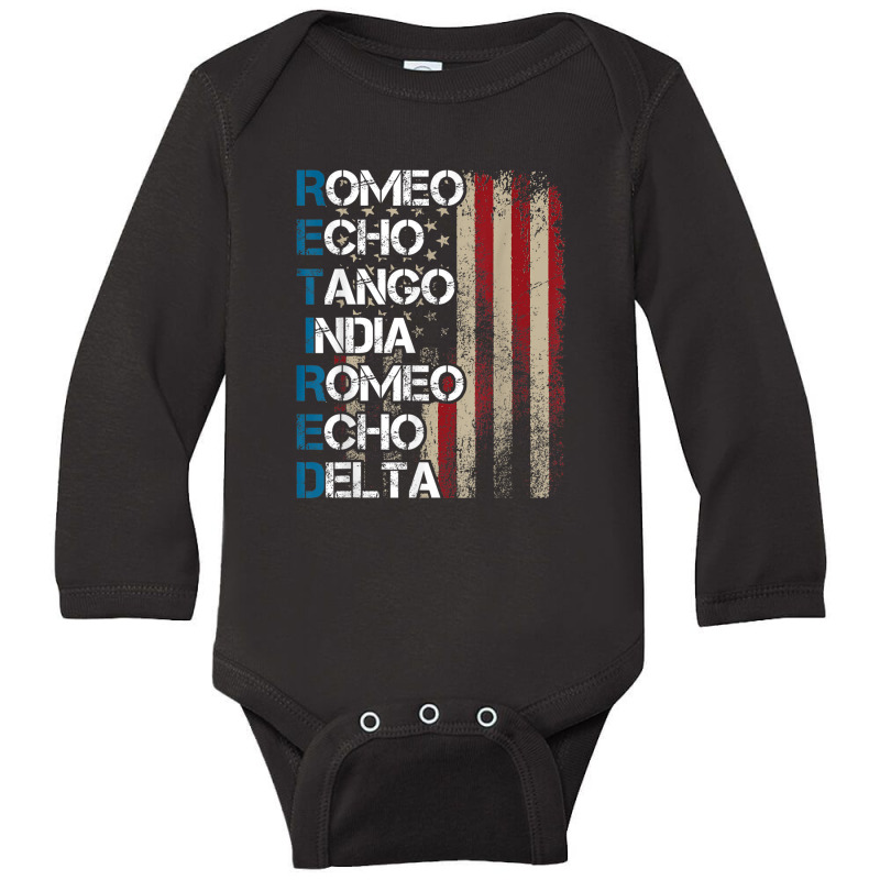 Phonetic Alphabet Retired Veteran Retirement Army Military Long Sleeve Baby Bodysuit | Artistshot