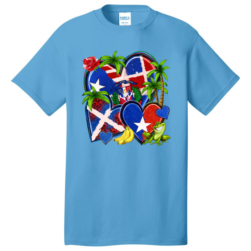 Puerto Rico With Dominican Republic Hearts Basic T-shirt | Artistshot